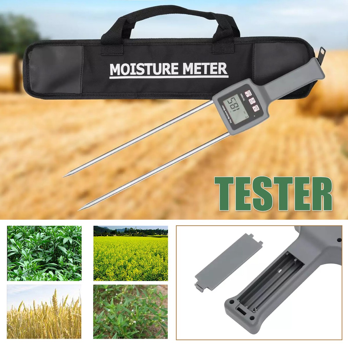 Alfalfa Hay TK100H Portable Hay Moisture Meter With Probe - Backlit ...