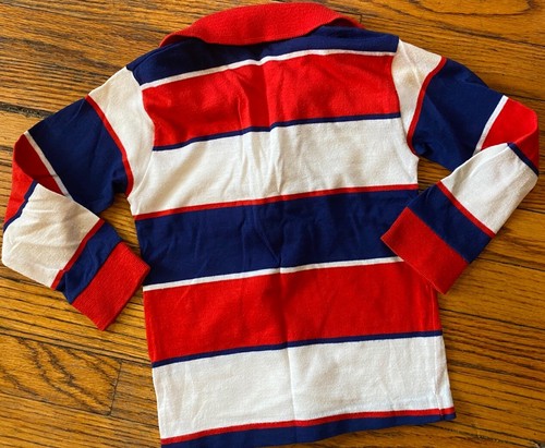 Vintage USA 70’s Donmoor Long Sleeve Shirt Polo Boys Sz 5 Red White Blue - Picture 4 of 4