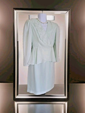 Women's Mint Green 2 piece Formal Outfit 14 Jacket  Skirt Peplum Elastic Waist