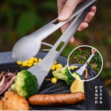 Titanium Alloy 2 in 1 Tong Spork Spatula Shovel Camping EDC All-In-One Utensil