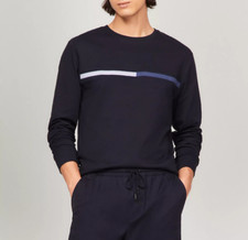 NWT Tommy Hilfiger Men's Navy Tonal Flag Stripe Logo Long Sleeve T-Shirt Tee