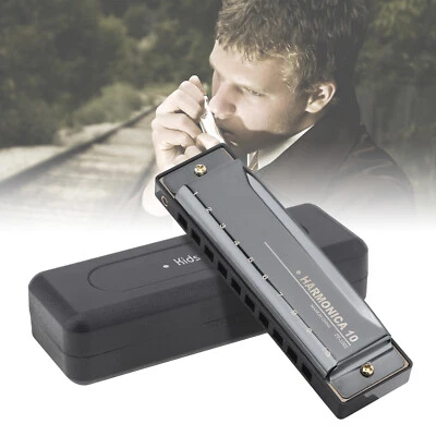 Harmonica Mouth Organ 10 Hole C Key with Case for Beginner, Students Friend Gift