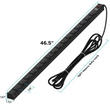 CRST 12-16 Outlet Heavy Duty Power Strip Surge Protector, 15FT Power Cord/14AWG