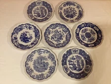 Spode~Blue Room Collection Dinner Plates~Regency Series~Set Of 7
