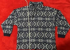 Vintage SOSTANZA 90s 1/4 Zip Womens Pullover Sweatshirt Blue Aztec Pattern S XL