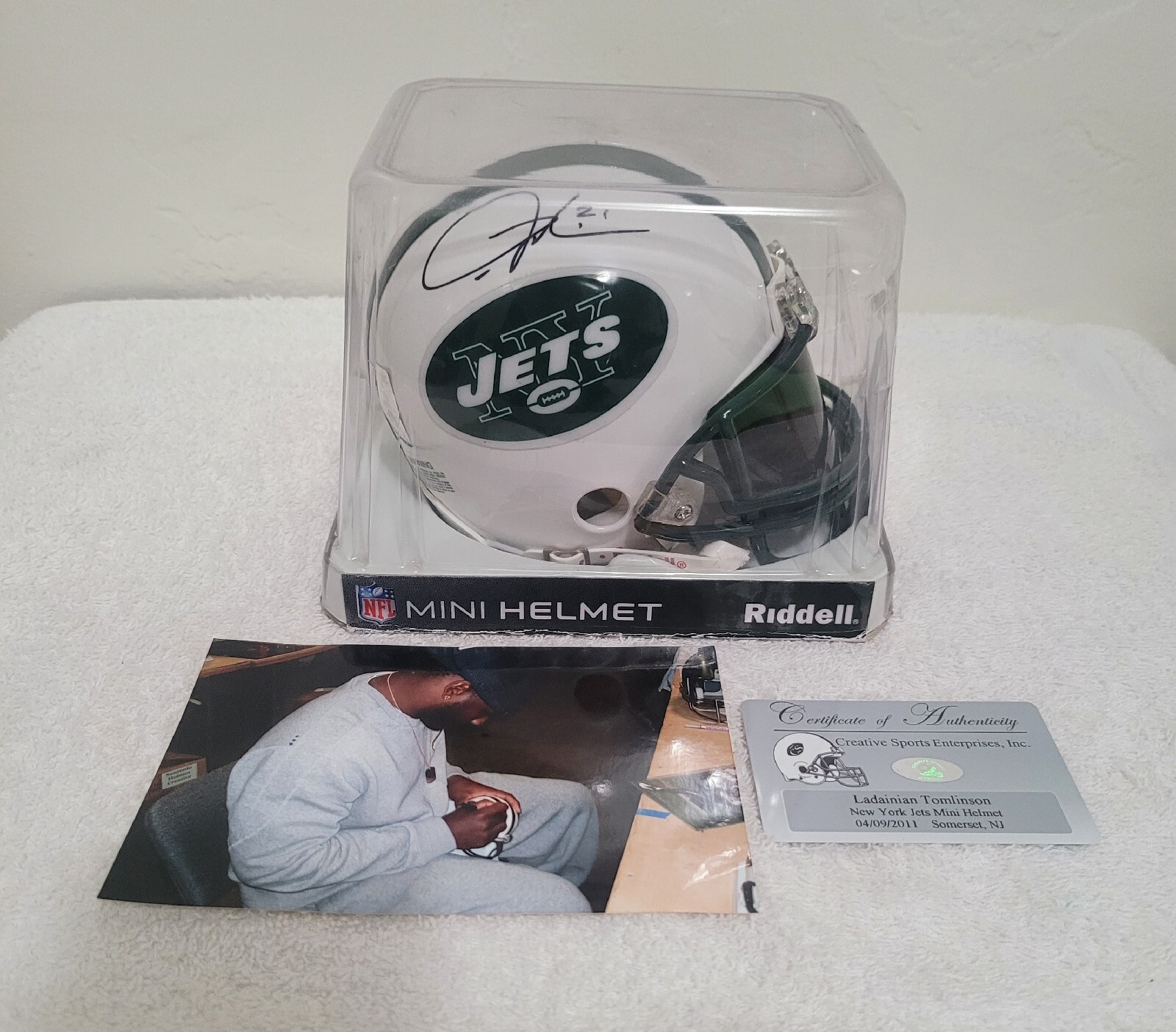 LaDainian Tomlinson Autographed Signed New York Jets helmet 
