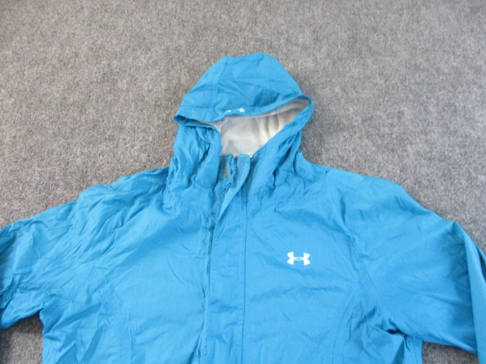 Chaqueta Under Armour Para Mujer Pequeña Azul Nylon Cremallera Completa Malla Forrada Con Capucha* Foto 2 de 4