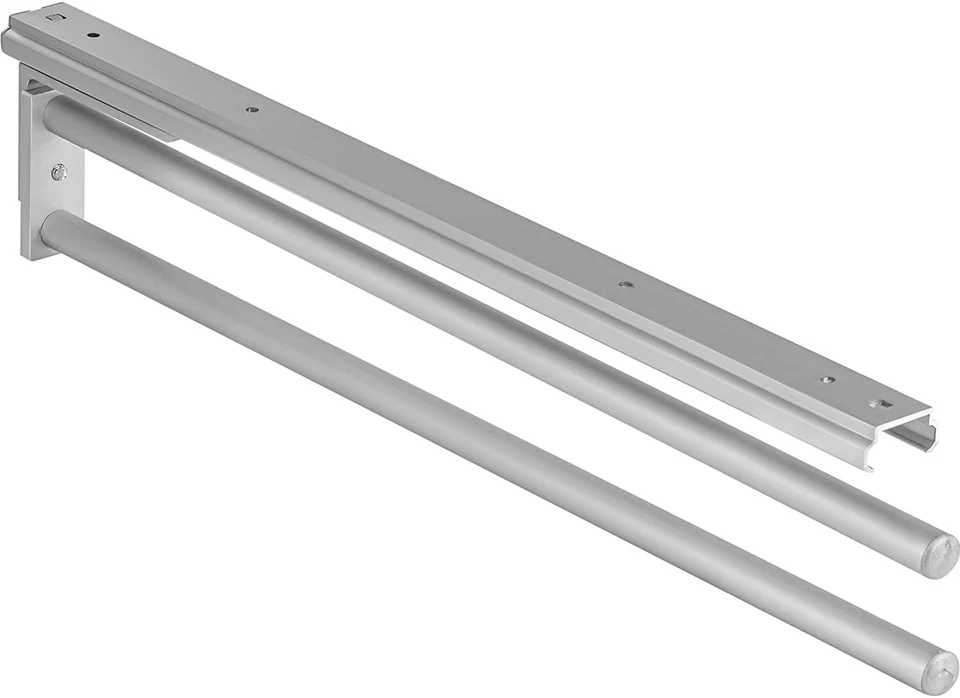 Porta asciugamani bagno Argento Barra Estraibile Orientabile Inserto - Immagine 3 di 4