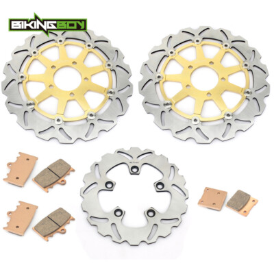 Front Rear Brake Rotor+Pads For Suzuki GSXR600 97-03 GSXR750 00-03 TL1000S 97-01