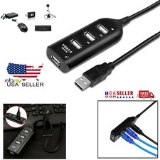 4 Port 2.0 USB Multi Hub Expansion High Speed Adapter For Laptop PC Mac Cable