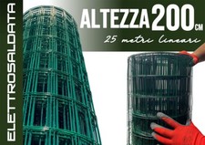 RETE VERDE PLASTIFICATA 50X75 ALTEZZA 200CM PER RECINZIONE 25 METRI LINEARI 