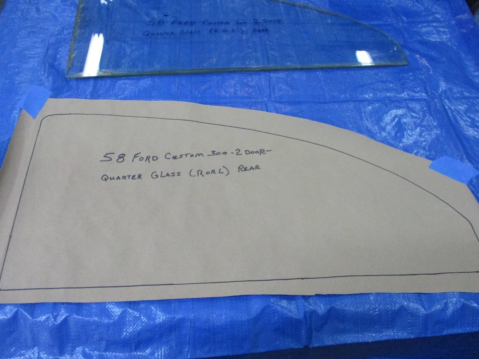 Cuarto de vidrio patrón 1957 1958 Ford Custom 300 sedán de 2 puertas transparente diestro o derecho Foto 4 de 4