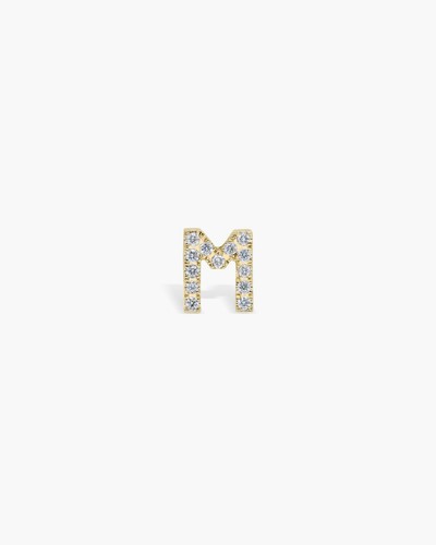 Genuine Diamond Initial M Slider Pendant 14k Solid Gold Name Pendant For Women. - Picture 2 of 12