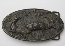 Adezy Vintage 1975 Belt Buckle Deer Elk Buck Wildlife Hunting Nature Scene