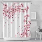 Pink Floral Shower Curtain Liner Shower Curtain Waterproof 3D Print Bath Curtain