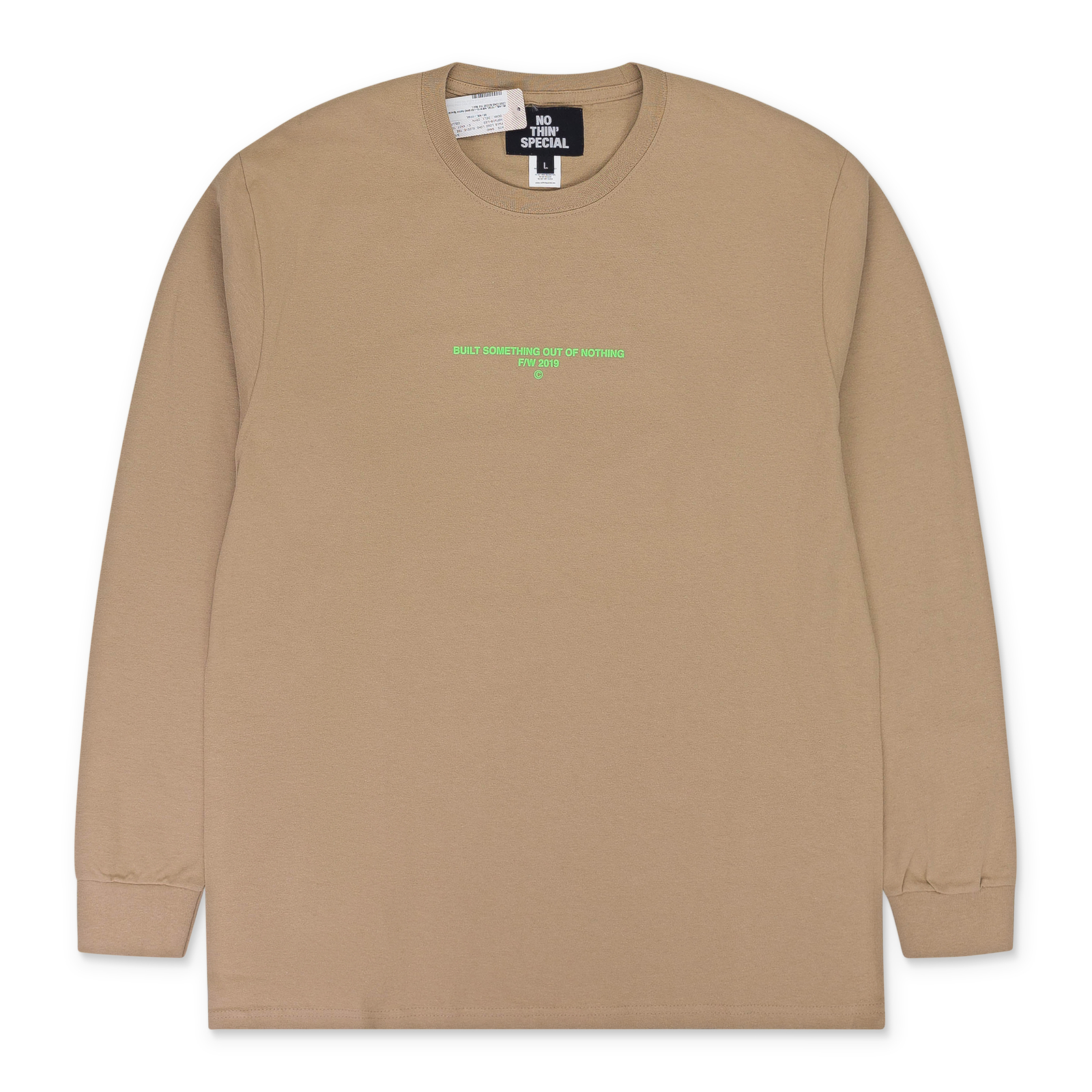 ФУТБОЛКА NWT NOTHINSPECIAL БЕЖЕВОГО ЦВЕТА С ЛОГОТИПОМ FW19, РАЗМЕР M, 55 ДОЛЛАРОВ США
