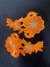 Girls Fabric Iron On Patches For Clothes Orange Patches Embroidery Flower