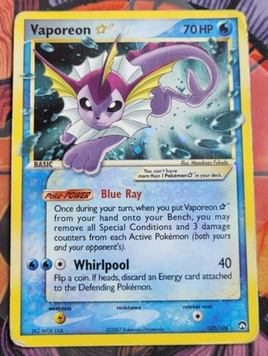 Vaporeon Gold Star 102/108 Power Keepers	Pokemon Card TCG English Shiny