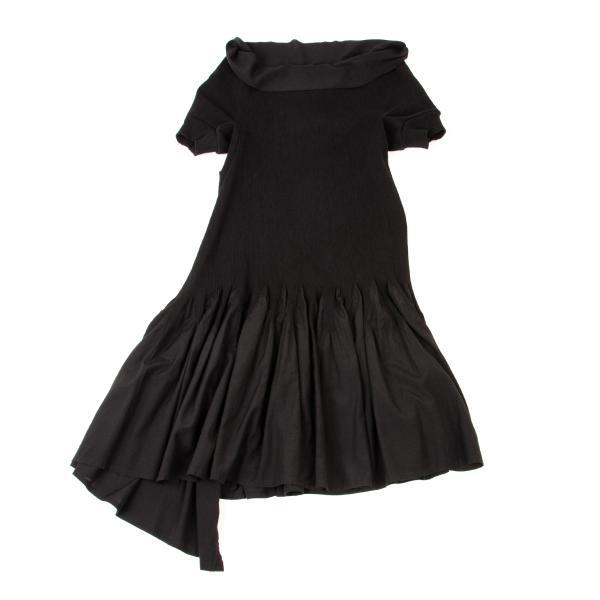 yohji yamamoto+noir 強撚ギャバフラシドレス Yohji Yamamoto NOIR Switching Drape Neck Dress Size 2(K