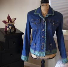 Vintage Women's Jean Jacket By Nancy Bolen City Girl Sz 8 Embellished Nwot