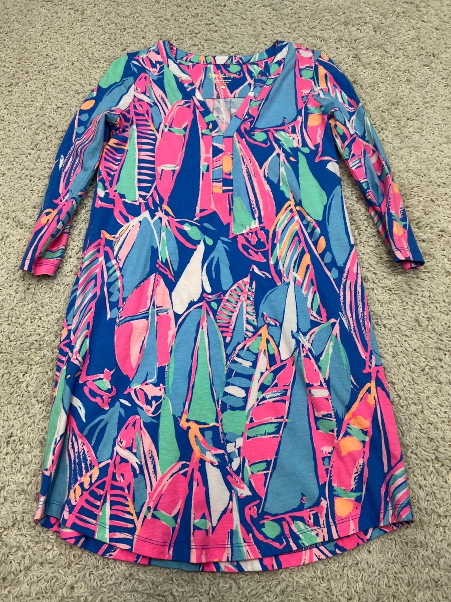 Lilly Pulitzer Dress Womens XXS Pink Blue Colorful Tropical Beachy Cruise  Island