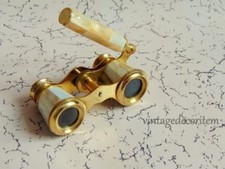 Collectible Antique Old Mother of Pearl Brass Opera Glasses Binoculars New gift