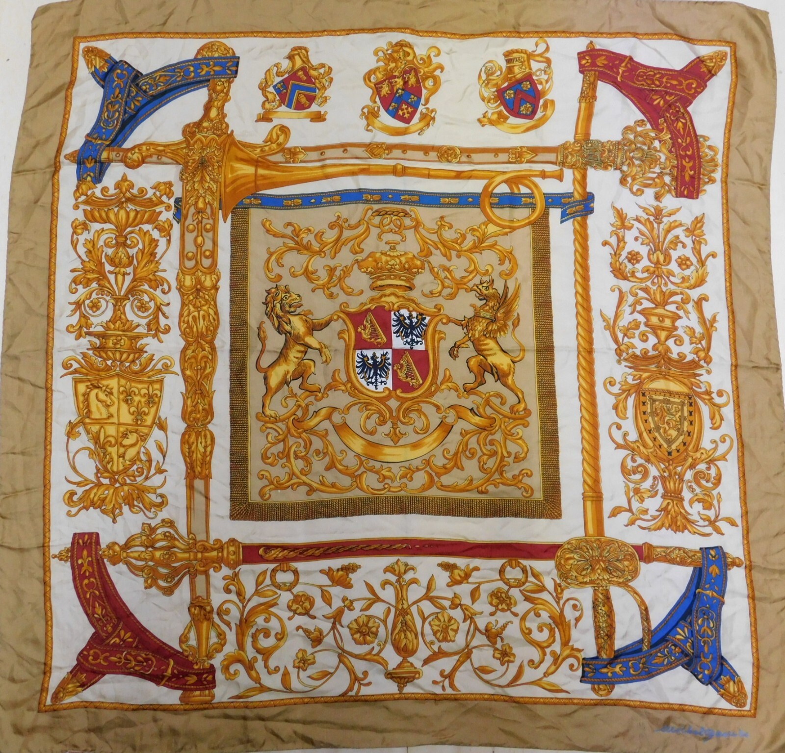 Vintage 100% Pure Silk Scarf for Women 88cm x 88cm Elegant Design-image