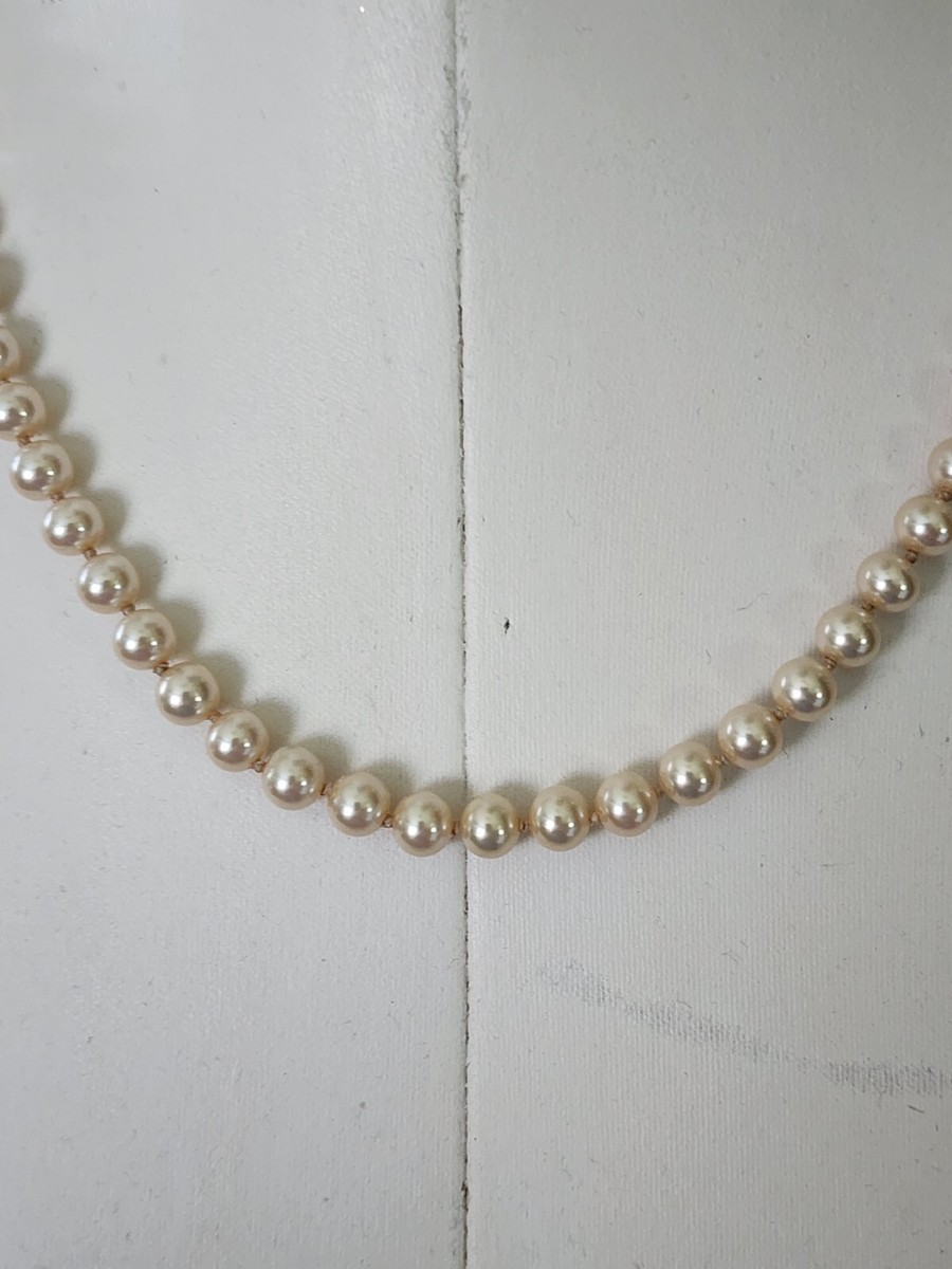 Vintage Marvella Signed Hand Tied 6mm Cream Simulated Pearl Strand