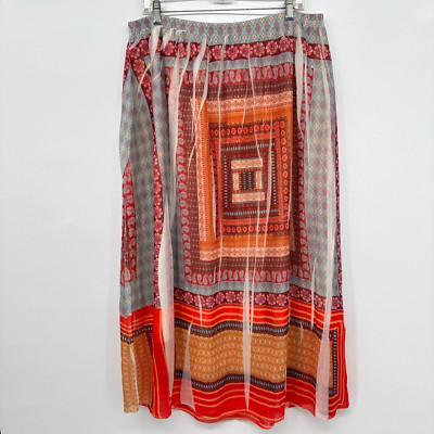 Unity Maxi Skirt Size 1X Flowy Boho Chiffon Overlay Elastic Waist Artsy Festival
