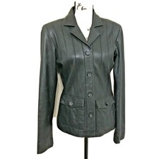Mossimo Womens 100% Genuine Leather Jacket Small Black Button Down Front