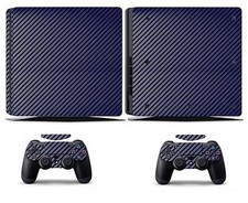 Blue Carbon Fiber Vinyl Skin Sticker Cover for Sony PS4 Slim PlayStation 4 SLIM