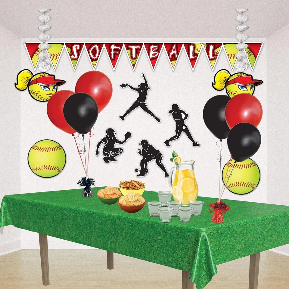 Silhueta de softbol Beistle 12 peças Fastpitch recortes tema esportivo aniversário - Imagem 3 de 4