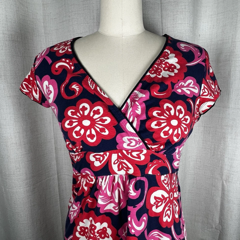 Vestido para mujer Boden Lola 8R azul rosa rojo floral envolvente sintético cruzado jersey tejido Foto 2 de 4