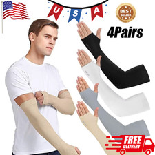 4 Pairs Cooling Arm Sleeves Cover UV Sun Protection Sports Outdoor For Men Women