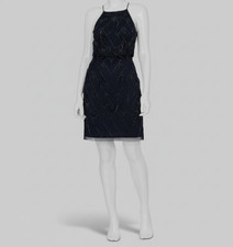 Adrianna by Adrianna Papell Women's Blue Sequin Blouson Party Dress Size 4
