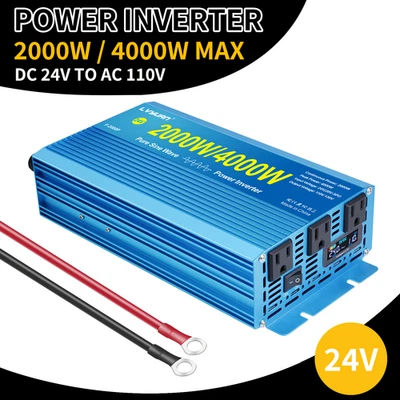 LVYUAN Power Inverter 2000W 4000W DC 24V To AC 110V Pure Sine Wave Converter 3AC + LCD