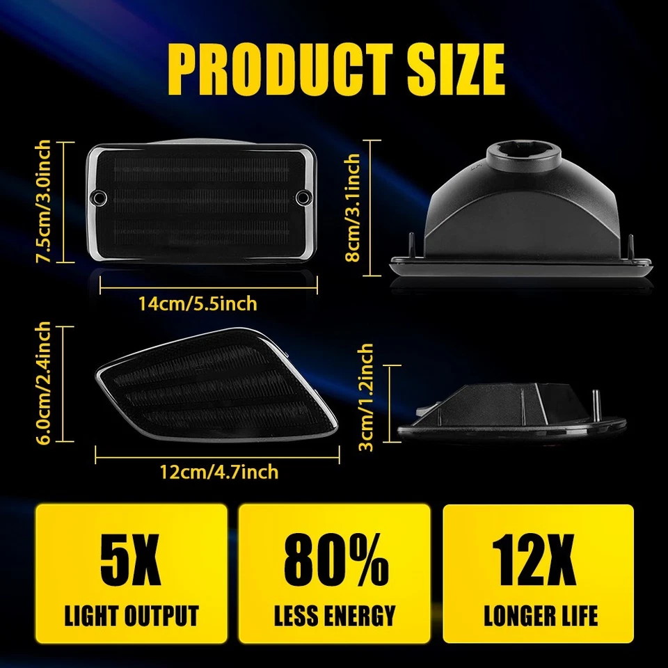 4x LED guardabarros delantero marcador lateral parachoques luz de señal para 97-06 Jeep Wrangler TJ M Foto 3 de 4