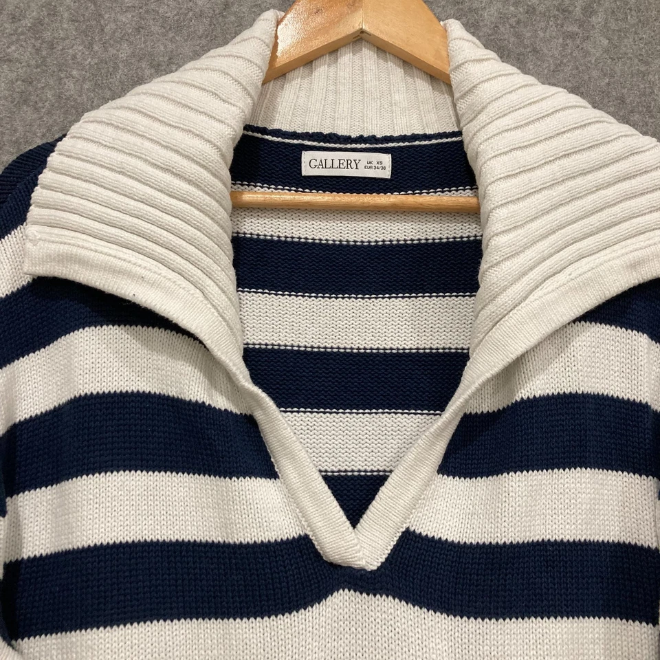 Jersey Gallery Mujer Talla XS Azul Blanco Rayas Tejido Calce Relajado Algodón 16917 Foto 3 de 4