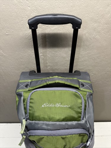 Eddie Bauer GATE 21 Rolling Hard Bottom Duffel Bag Suitcase Extend Handle Green - Picture 2 of 11