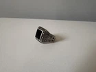 Men’s Signet Ring Onyx and Graphite 925 Sterling Silver  Size 10 Vintage