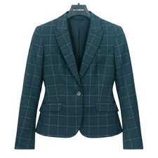 Banana Republic Women's Sz 10 Ryan Classic Fit Gray One-Button Blazer Windowpane