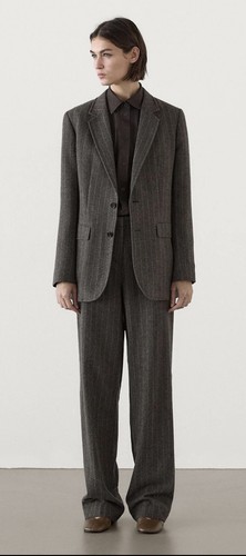 Tuta donna Massimo Dutti 2 pezzi grigio lana gessato pantalone taglia 6 - Foto 15 di 15
