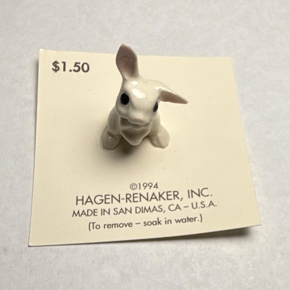 Hagen-Renaker White Rabbit Porcelain Miniature Figurine 1994