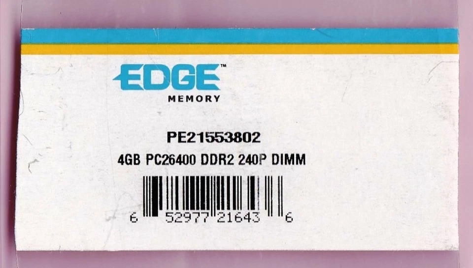 4GB 2x2GB PC2-6400 EDGE Memory 2GN581608 PE21553802 DDR2-800 Desktop Ram Kit - Image 2 of 3