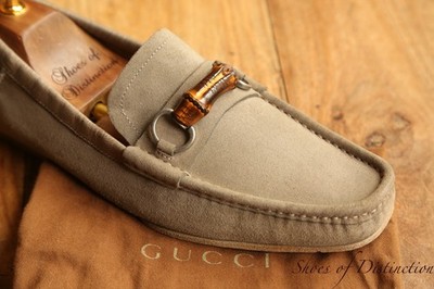 Gucci Grau Wildleder Bambus Bit Halbschuhe Schuhe Herren UK 7 US 8