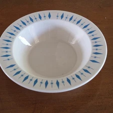 Vtg Mar-Crest Nest Stone Diamond Starburst Carousel Bowl MCM Atomic Blue 7.25"