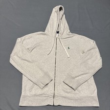 Polo Ralph Lauren Hoodie Mens Large Gray Thermal Hood Green Pony Y2K