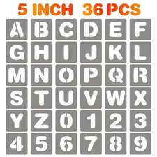 BAMIDELE 5 Inch Letter and Number Stencils, 36 Pcs Reusable Plastic Alphabet ...