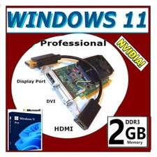 2GB   Windows 11 DUAL-MONITOR Video Card   PCI-E 2.0 BUMDLE   DP to HDMI Adapter