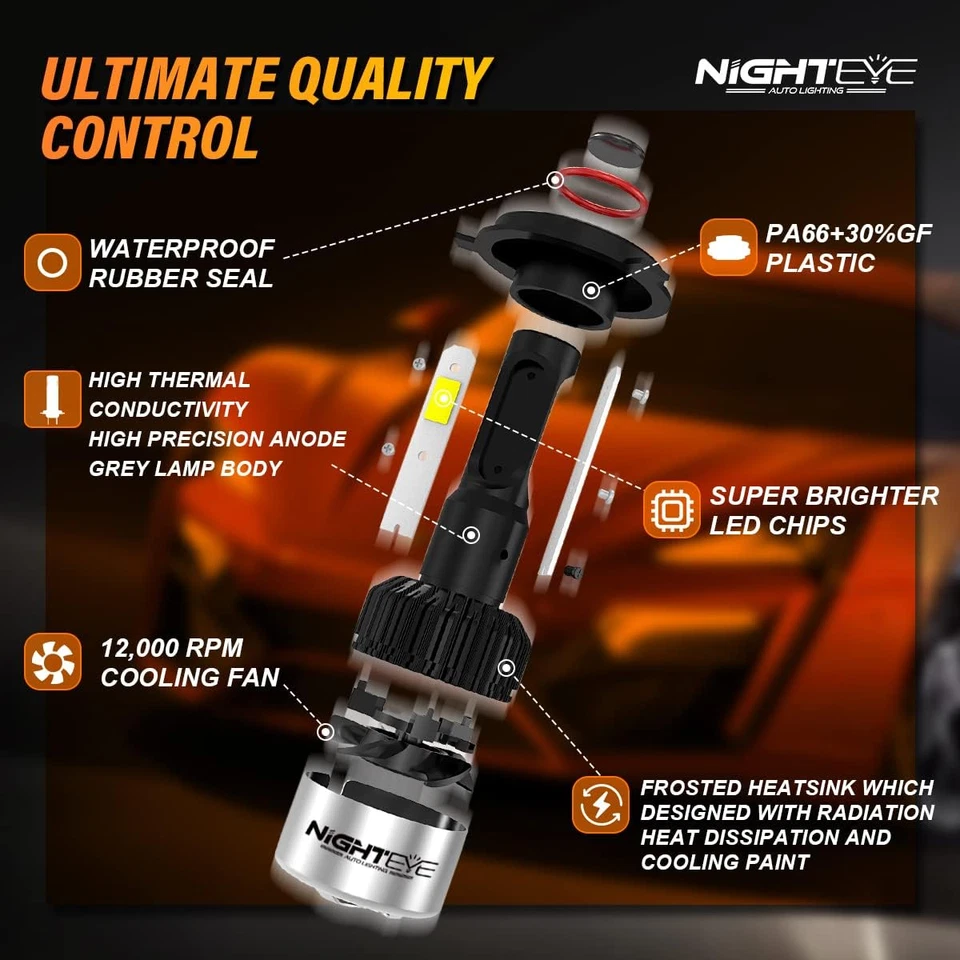 2024 Newest H4/9003 LED Headlight Bulbs HB2 Halogen Replacement 200% Brighter 65 - image 4 of 4